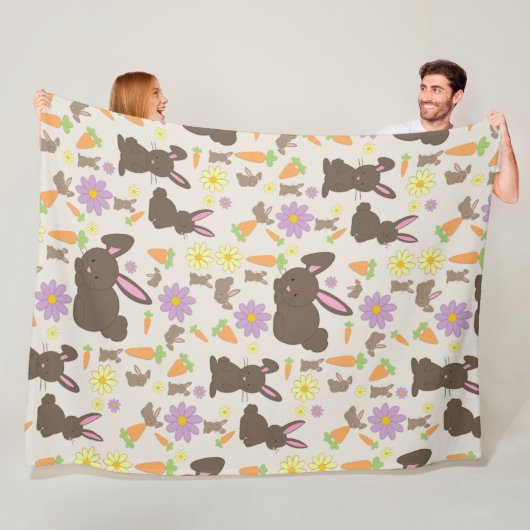 Couverture Polaire Cute lapin lapin Brown Motif Imprimer (En situation)