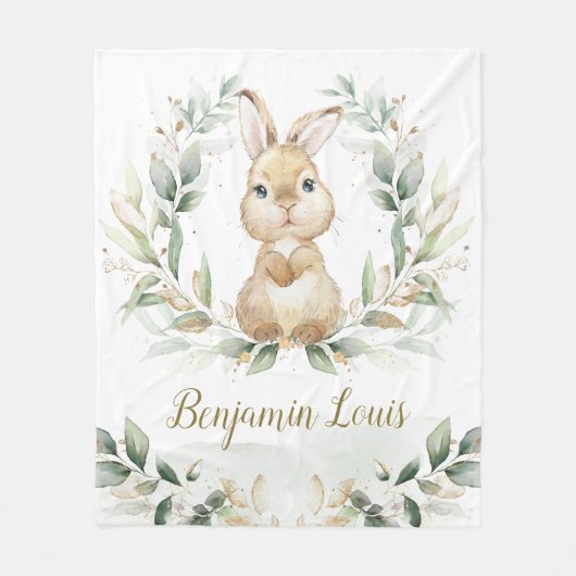 Couverture Polaire Cute Lapin Lapin Verdure Or Neutral Nursery (Devant)