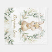 Couverture Polaire Cute Lapin Lapin Verdure Or Neutral Nursery (Devant (Horizontal))