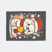 Couverture Polaire Cute Lar Bear Winter With Santa Hat  (Devant (Horizontal))