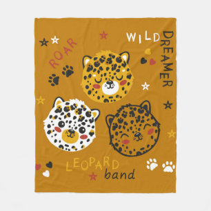 Couverture Polaire Cute Leopard Cat Face Drawing. Little Funny Cheeta