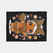 Couverture Polaire Cute Leopard Gingerbread Girl Coquette Bow Holiday (Devant (Horizontal))