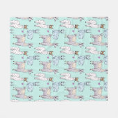Couverture Polaire Cute Llama Motif sur Green (Devant (Horizontal))