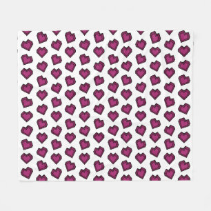 Couverture Polaire Cute Magenta Dark Rose Gemstone motif de coeur