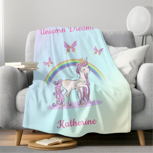 Couverture Polaire Cute Magique Arc-en-ciel Unicorn