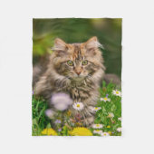 Couverture Polaire Cute Maine Coon Kitten Chat en Fleurs (Devant)
