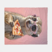 Couverture Polaire Cute Meerkat avec lunettes et pizza (Devant (Horizontal))