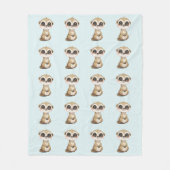 Couverture Polaire Cute Meerkat Motif sur bleu clair (Devant)