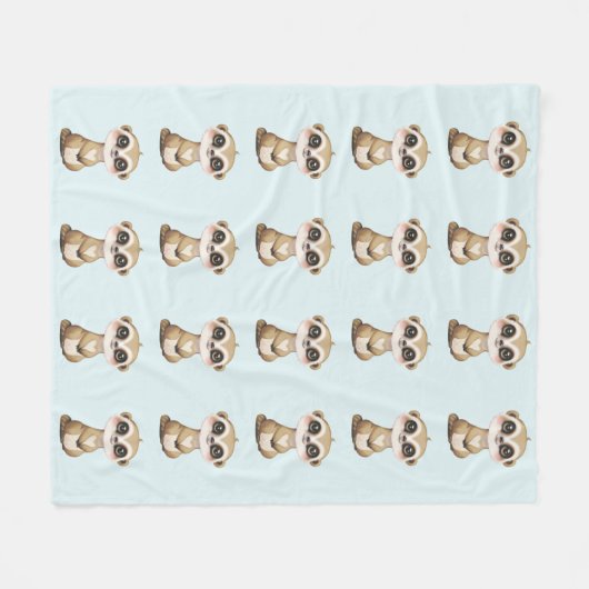 Couverture Polaire Cute Meerkat Motif sur bleu clair (Devant (Horizontal))