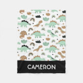 Couverture Polaire Cute Mint Green Dinosaur Motif (Devant)