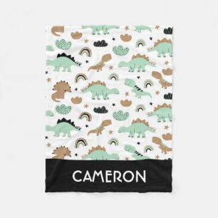 Couverture Polaire Cute Mint Green Dinosaur Motif