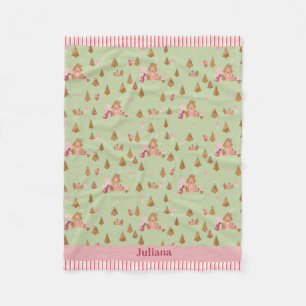 Couverture Polaire Cute Mint Pink Gingerbread Sucre de canne Cottage