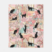 Couverture Polaire Cute Moderne Aquarelle Paris Café Motif Chat (Devant)