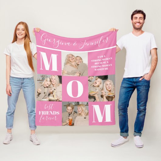 Couverture Polaire Cute Mom Photo Collage rose (En situation)