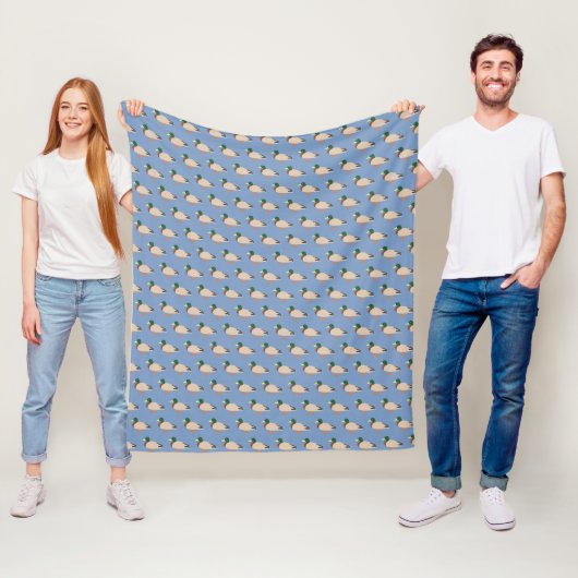 Couverture Polaire Cute Motif Canard sur bleu (En situation)
