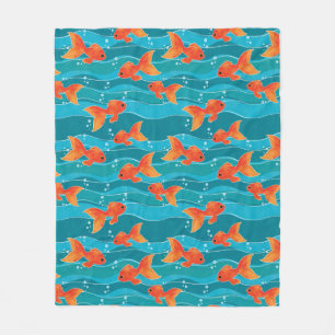 Couverture Polaire Cute Motif de natation Goldfish & Water