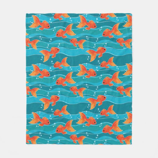 Couverture Polaire Cute Motif de natation Goldfish & Water (Devant)
