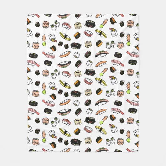 Couverture Polaire Cute Motif sushi| Personnage de Kawaii Sushi (Devant)