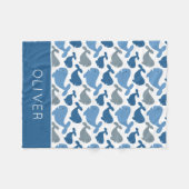 Couverture Polaire Cute Navy Blue Grey Whale Personnalisé Garçon (Devant (Horizontal))