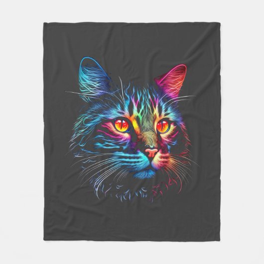 Couverture Polaire Cute Neon Chat (Devant)