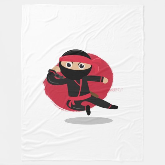 Couverture Polaire Cute Ninja Warrior Black & Red Kids (Devant)