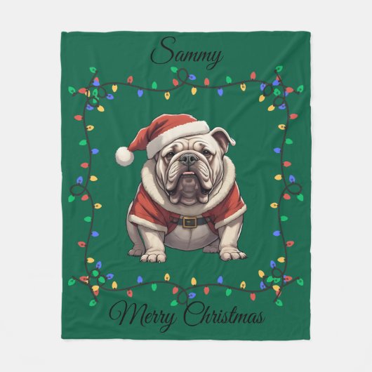 Couverture Polaire Cute Noël Bulldog Fleece Blanket (Devant)