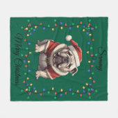 Couverture Polaire Cute Noël Bulldog Fleece Blanket (Devant (Horizontal))
