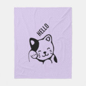 Couverture Polaire Cute noir et blanc Kitty Chat Waving Bonjour (Devant)