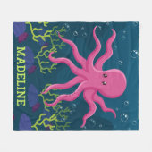 Couverture Polaire Cute Octopus Océan marin Enfants personnalisés (Devant (Horizontal))