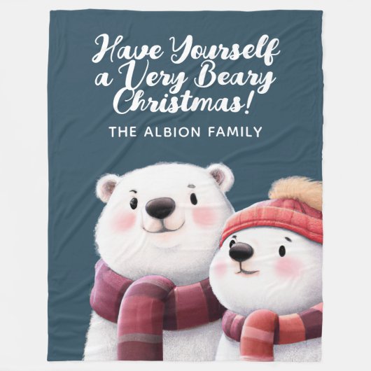 Couverture Polaire Cute Ours Polaire Cubs Portant Des Écharpes (Devant)