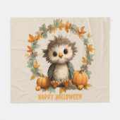 Couverture Polaire Cute Owl Citrouille Halloween design heureux (Devant (Horizontal))