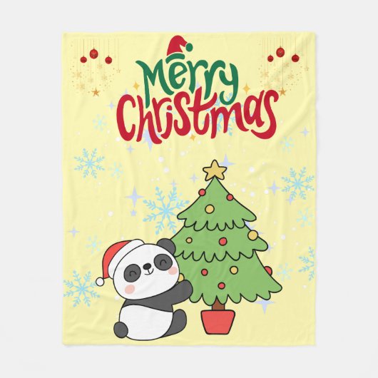 Couverture Polaire cute panda merry Christmas blanket (Devant)