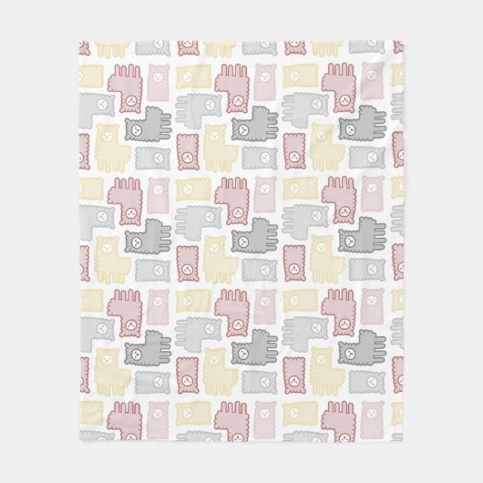 Couverture Polaire Cute Pastel Llama Puzzle Pattern (Devant)