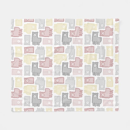 Couverture Polaire Cute Pastel Llama Puzzle Pattern (Devant (Horizontal))