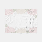 Couverture Polaire Cute Pastel Pink Peonies Floral Baby Milestone (Devant (Horizontal))