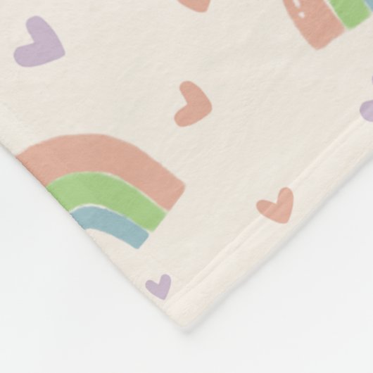 Couverture Polaire Cute Pastel Rainbow et Motif de coeur (Coin)