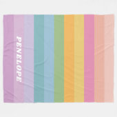 Couverture Polaire Cute Pastel Rainbow Stripes Nom personnalisé (Devant (Horizontal))