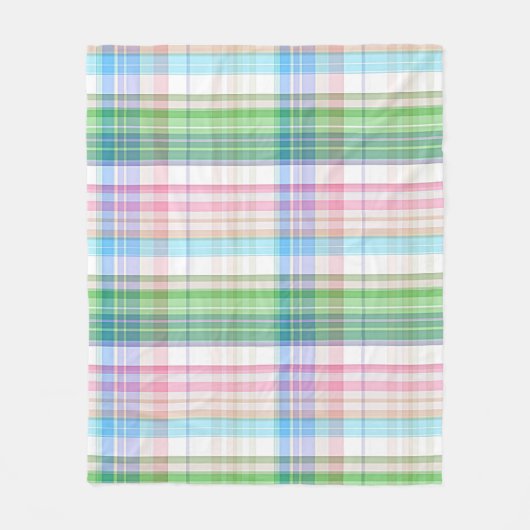 Couverture Polaire Cute Pastel Rose bleu vert Tartan Plaid Motif (Devant)