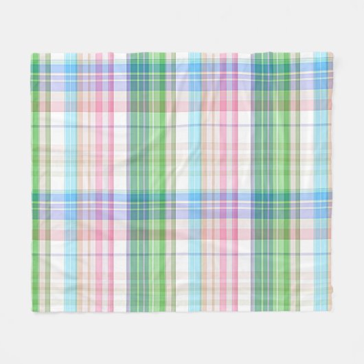 Couverture Polaire Cute Pastel Rose bleu vert Tartan Plaid Motif (Devant (Horizontal))