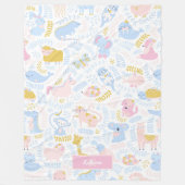 Couverture Polaire Cute Pastel Zoo Animal Monogrammed Girl Rose (Devant)