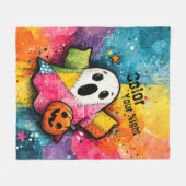 Couverture Polaire Cute Patchwork Ghost Colorful Splatter Art (Devant (Horizontal))