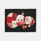 Couverture Polaire Cute Patchwork Snowman Christmas Xmas Men Women Ki (Devant (Horizontal))