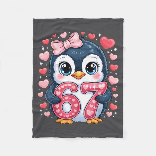 Couverture Polaire Cute Penguin 67 Six Seven Valentine Hearts 6 7 Mem (Devant)