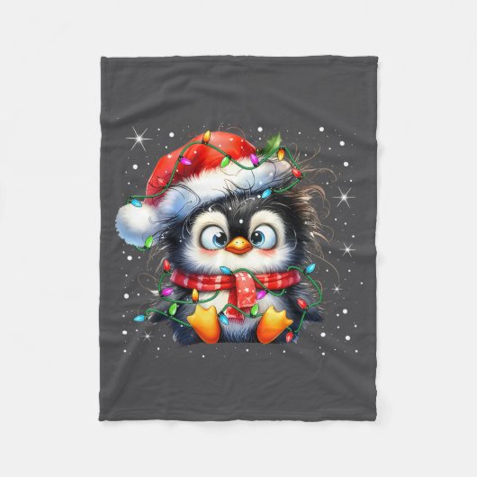 Couverture Polaire Cute Penguin Christmas Lights Penguins Lover Girls (Devant)