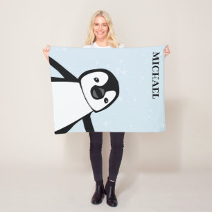 Couverture Polaire Cute Penguin Nursery Noir et blanc Nom