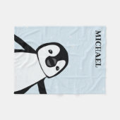 Couverture Polaire Cute Penguin Nursery Noir et blanc Nom (Devant (Horizontal))