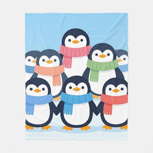 Couverture Polaire Cute Penguins Winter Scarves Group Hug (Devant)