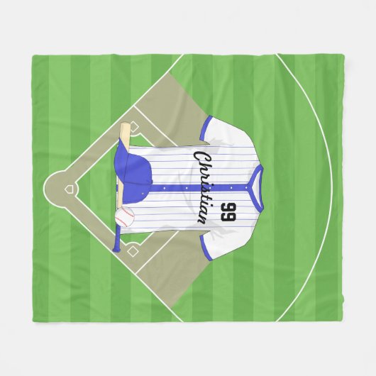 Couverture Polaire Cute Personalized Baseball Blue (Devant (Horizontal))