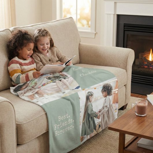 Couverture Polaire Cute Personalized BFF Two Photo Sage Best Friend