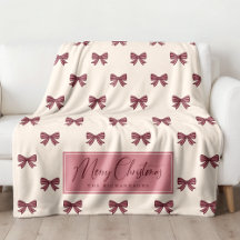 Cute Personalized Striped Bow Pattern Christmas